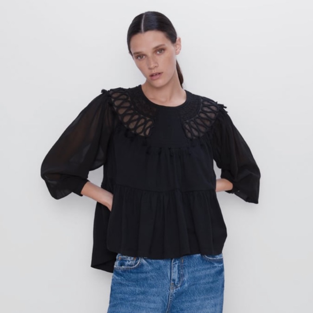 New Zara Black T-shirt with matching ties